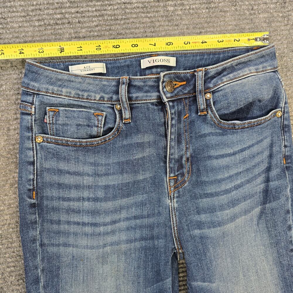 Vigoss Ace Straight Jeans Womens 27x30 Blue Mid Rise Stretch Denim - Picture 7 of 8